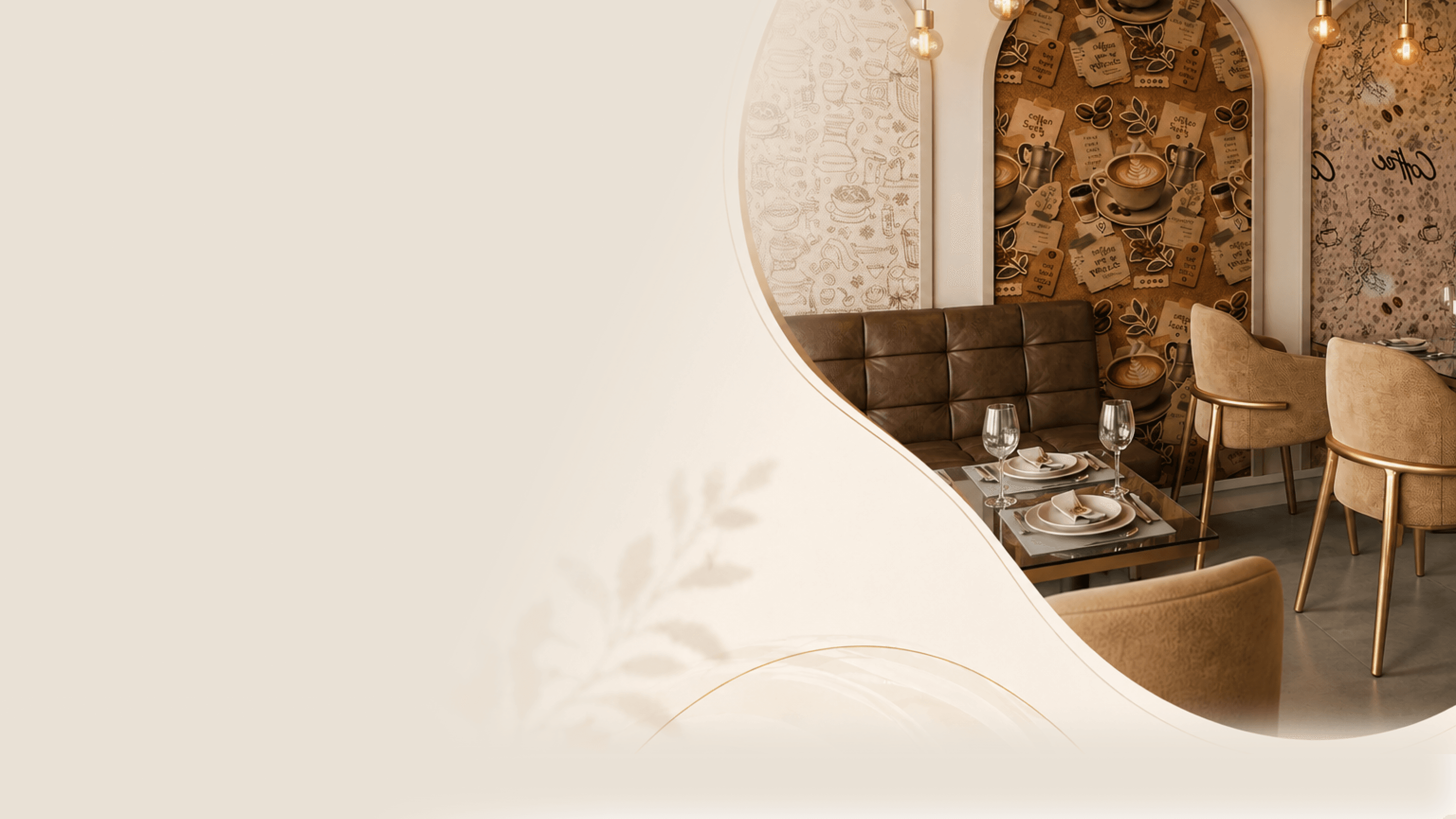 A cozy archway seating nook at The Luxe Cafe