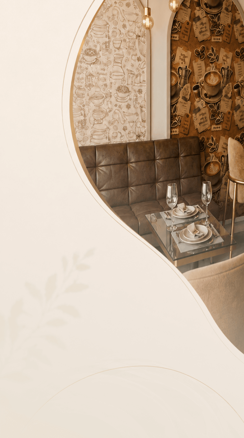 A cozy archway seating nook at The Luxe Cafe