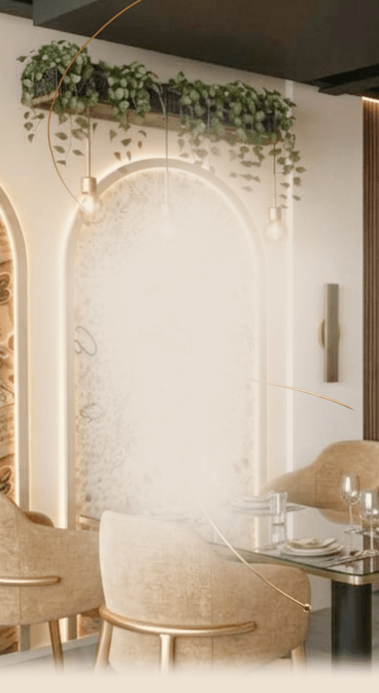 The Luxe Cafe dining room and coffee counter